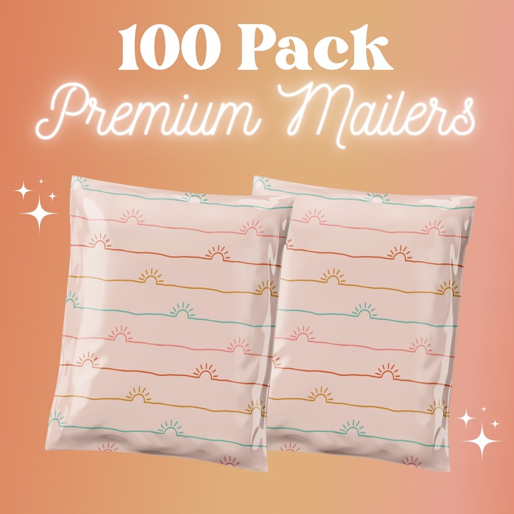 Pink Sunshines Poly Mailers 10x13‎ Inch 100 Pack Shipping Supplies Hippie